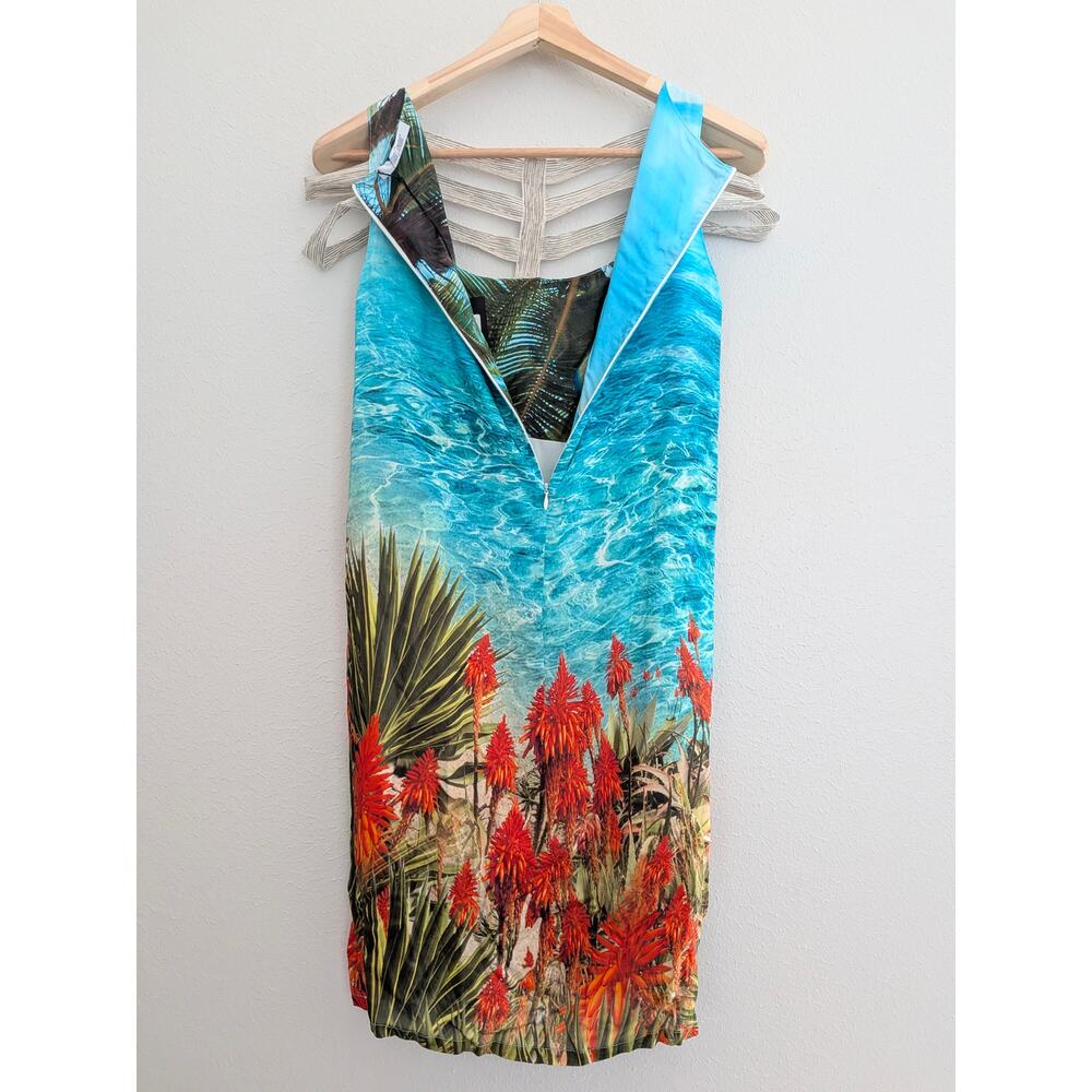Oblique Creations Italian Designer Tropical Dress Blue Size 0 US Small - Picture 3 of 7